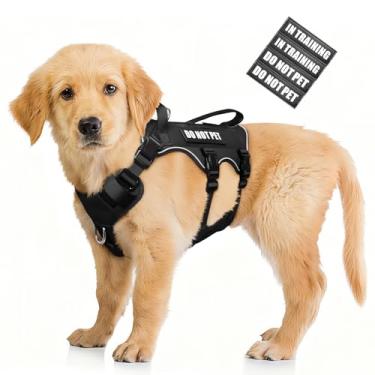 Imagem de WINSEE Peitoral para cães à prova de fuga, refletor sem puxão com alça dupla, colete ajustável para animais de estimação com clipes de coleira frontal e traseira para cães pequenos, médios e grandes