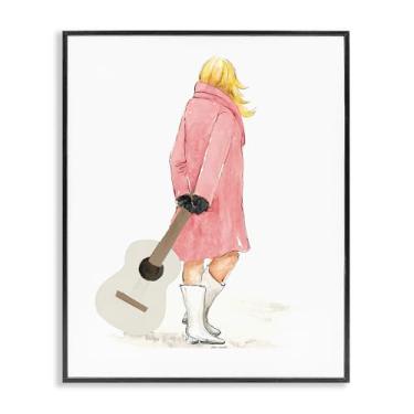 Imagem de Stupell Industries Arte giclée emoldurada branca feminina elegante com guitarra, design de Lanie Loreth, 14 x 11