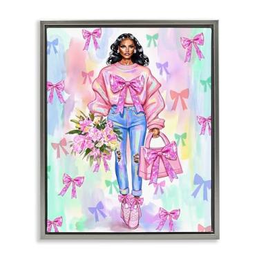 Imagem de Stupell Industries Arte de parede moderna em tela flutuante marrom com fita moderna, design de Jess Stempel, 78 x 63 cm