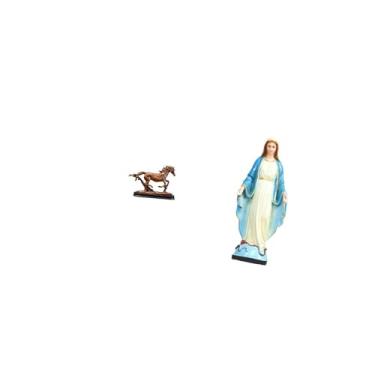 Imagem de Fenteer Escultura de Cavalo E Virgem Maria, Estatueta, Obra de Arte Colecionável, Ornamento Artístico para Decoração de Mesa, Estante, Sala de Estar,
