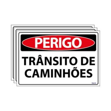 Imagem de Combo 3 Placas De Sinalização Perigo Trânsito De Caminhões 30x20 Ecom 