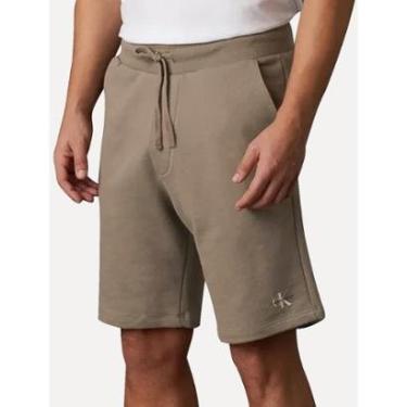 Imagem de Bermuda Calvin Klein Jeans Moletom RE Issue Caqui Medio-Masculino