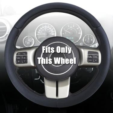 Imagem de Aimato Capa de volante personalizada para Jeep Wrangler (JK) 2012-2018/Patriot 2011-2017/Grand Cherokee 2011-2013/Compass 2011-2016/Liberty 2011-2012 fina, antiderrapante acessório de carro exclusivo