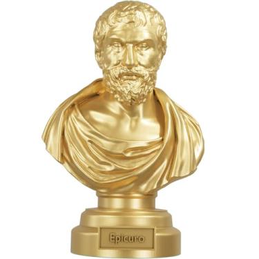 Imagem de Estátua Busto Epicuro de Samos - Filósofo Grego (Cor Ouro)