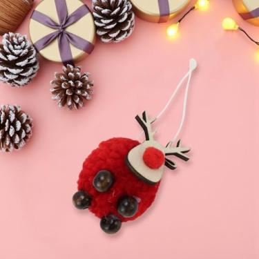Imagem de Generic 1 peça de enfeites de Natal pendurados boneca pingente de lã feltro animal feltro de madeira vermelho 5 x 5 cm