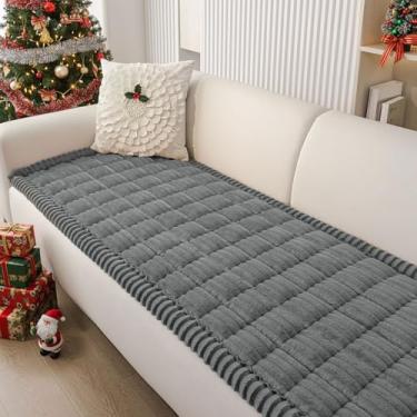 Imagem de Smiry Capa de sofá para cães lavável, antiderrapante e felpuda para sofá de 3 almofadas, compatível com animais de estimação, capa protetora de almofada grossa e macia (cinza escuro, 70 cm x 223 cm)