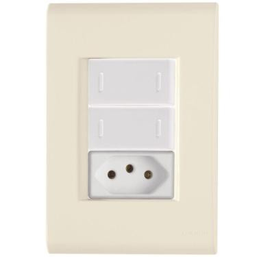Imagem de Cj Dois Interruptor Duplo E Tomada 20a Liz Bege Tramontina Completo Pronto Tramontina