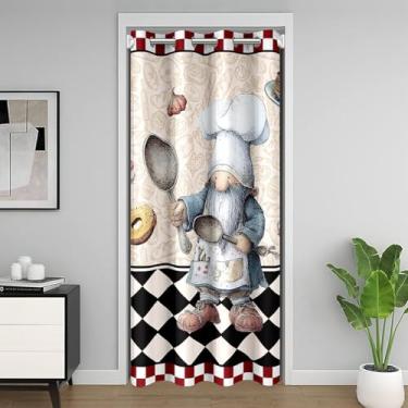 Imagem de Cortina de porta com tema de panificação (1 painel), cortina de privacidade de porta de sobremesa para meninas, meninos, adolescentes, decoração de porta de armário de comida doce, estampa retrô