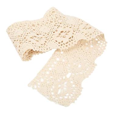 Imagem de QANYEGN Fita de guarnição de renda de algodão vintage, renda de costura de crochê de 10 jardas, renda de costura de crochê de algodão para artesanato, decorações de casamento de no (Bege)