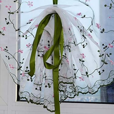 Imagem de Cortinas de fio de tule, cortinas romanas de voile transparente com estampa colorida de crisântemo, tela leve, tratamento de janela para sala de estar, quarto, varanda, hotel, janelas francesas