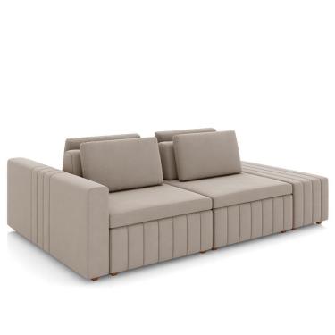 Imagem de Sofá Ilha E Puff Sala Living 245cm Siesta M22 Veludo Bege - Mpozenato