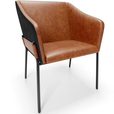 Imagem de Cadeira Para Sala De Jantar Estar Living Olívia L02 Couríssimo Camel Preto