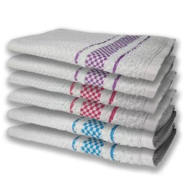 Imagem de 6 Panos De Prato Atoalhado Felpudo 370g/m² Premium Az+rs+rx