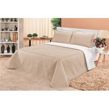 Imagem de Cobre Leito Dupla Face Queen Clara 03 Peças - Branco/Cáqui