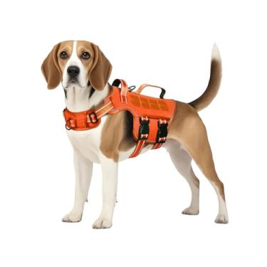 Imagem de Peitoral tático para cães de tamanho médio, resistente, sem puxão, com alça, fácil de colocar e tirar com sistema Molle, colete refletivo para animais de estimação para caminhadas, treinos