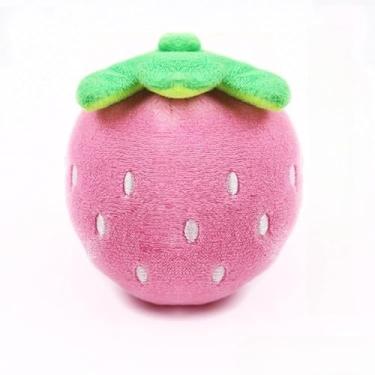 Imagem de Brinquedo de Pelúcia com Corda e Som para Cães e Gatos – Mordida Resistente, Material Macio e Seguro, Ideal para Treino, Diversão e Alívio do Estresse (Morango Rosa)