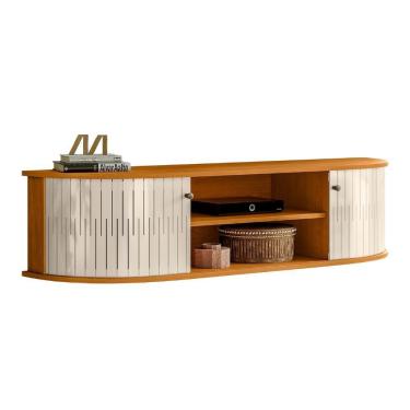 Imagem de Rack Bancada De Tv 60 Pol 136cm Helena Z10 Off/cinamomo - Mpozenato