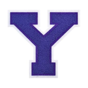 Imagem de 1 PÇ Patch de letra de chenille roxo de 11,4 cm com borda branca – Remendos do alfabeto para roupas, jaquetas, mochilas, chapéus para decoração personalizada, nome personalizado e artesanato. (Y)