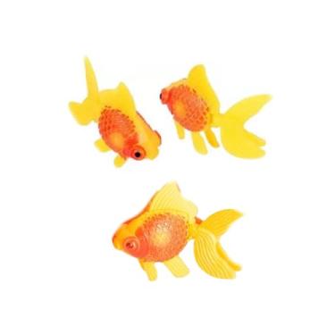 Imagem de HywkingGrt 3 Peixes pequenos de ouro artificial laranja para aquário água doce e salgada para decorações de tanques de plástico em movimento