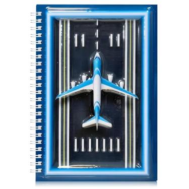 Imagem de omatek smart technologies Caderno espiral A5 com capa brilhante 3D – Caderno de capa dura fofo com 80 folhas – Caderno escolar para crianças, meninas e meninos – Tempo de decolagem