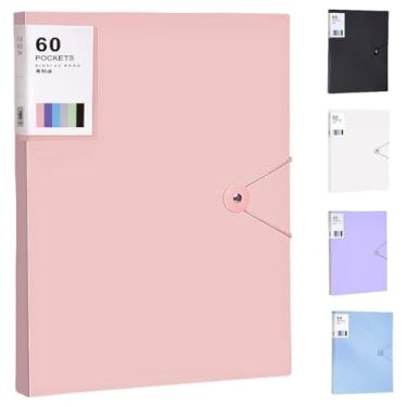 Imagem de Fichário de 60 bolsos com mangas de plástico 21 x 28 cm, pasta de portfólio de arte resistente com protetores de folha transparentes, exibição de 120 páginas, livro de apresentação para obras de arte