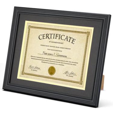 Imagem de Ripeng Moldura de madeira para diploma de 21 x 28 cm com tapete ou visor certificados de 28 x 35 cm sem tapete, moldura de documentos em grau de vidro temperado para acabamento rústico com acabamento