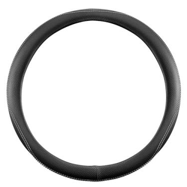 Imagem de Capa de volante, universal de 38 cm, protetor de volante de couro sintético, antiderrapante, respirável e compatível com aquecimento para carros, caminhões, SUVs, vans