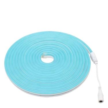 Imagem de Fita de Led Mangueira Neon 5 Metros Alto Brilho Flexível Siliconada Bivolt Com Fonte(Azul Gelo)