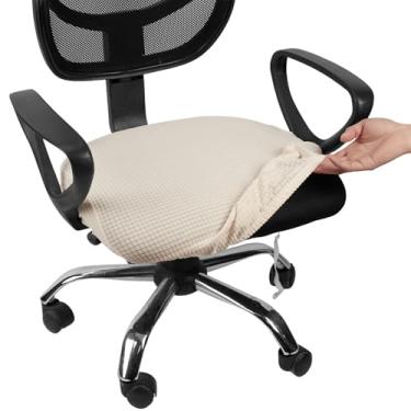 Imagem de Melaluxe Capa de cadeira de escritório jacquard elástica, lavável removível, capa para cadeira de mesa giratória, branco creme
