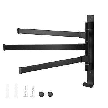 Imagem de Toalheiro giratório com 3 polos, espaço de alumínio dobrável, cabide de toalha de banho para banheiros, varandas, cozinha