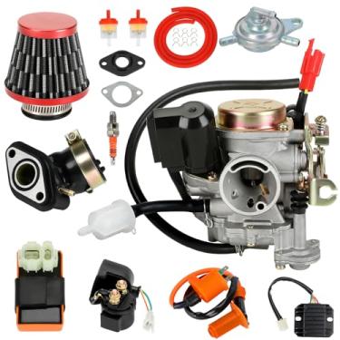 Imagem de EOPOAYI GY6 50cc Carburador bobina de ignição regulador de tensão retificador solenoide relé CDI kit compatível com Taotao 50 49cc ATM50 Pony VIP Scooter Moped chinês 4 tempos 139QMB Roketa Jonway
