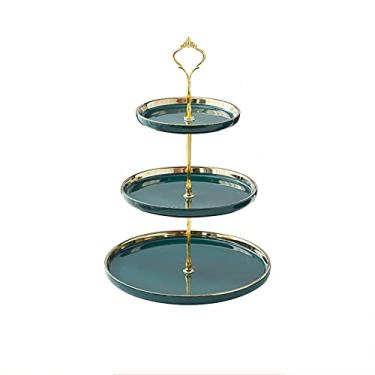 Imagem de Fruit Bowl Suporte de bolo de sobremesa branco de 3 camadas, suporte de plástico para pastelaria, bandeja pequena para biscoitos, prato e bandejas de frutas