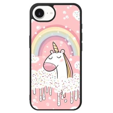 Imagem de FADELF Capa para iPhone 16e - TPU macio + capa de telefone PC - Capa com design de cavalo arco-íris de desenho fofo - Capa de telefone com proteção contra quedas para mulheres meninas e homens