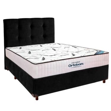 Imagem de Box Bau Blindado Marrom + Colchão Queen High Foam Ortobom