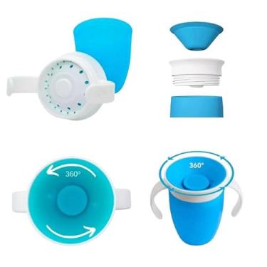 Imagem de Copo Infantil 360° Antivazamento com Alças – Copo de Treinamento para Bebê 200ml Livre de BPA (AZUL)