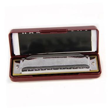 Imagem de Gaita profissional chave de gaita C 10 furos diatônico bronze azul com capa para iniciantes