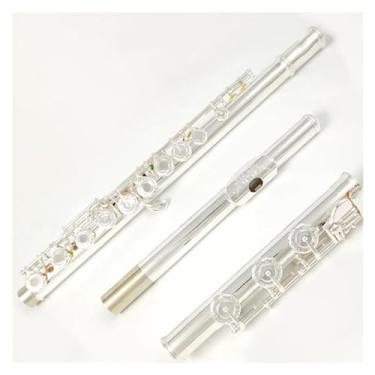 Imagem de Flauta Outfit banhado a prata, 17 furos abertos, cobre branco em chave C com processo de entalhe do corpo da chave E