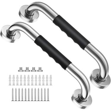 Imagem de Kit 2 Barras de Apoio Banheiro Inox 50/40cm – Corrimão Segurança Idosos - Suporte Antiderrapante para Box e Vaso Sanitário - Acessibilidade Residencial(KIT C/2 40CM)