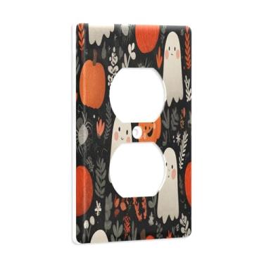 Imagem de Blueangle Cute Ghosts Abóbora Tomadas Duplex Placa de Parede, Tamanho Padrão 1 Gang Placas de Cobertura de Tomada Elétrica para Decoração de Quarto de Escritório em Casa 4,53 x 2,76 polegadas (580)