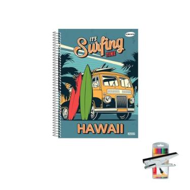 Imagem de Kit Caderno Masculinos 1 Matéria Capa Dura com 96 Folhas KBOM + Caneta Point 88 Fineliner + Grampeador Alicate HP45