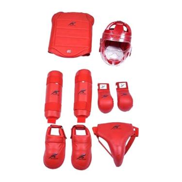 Imagem de rockible Conjunto de equipamentos de karatê, luvas de soco e equipamentos de treinamento profissional para sparring, Vermelho, L