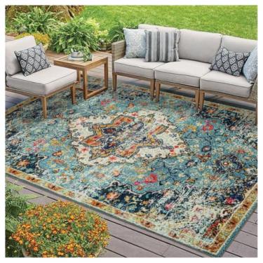 Imagem de SPXMQSS Tapetes externos para jardim, resistentes ao desgaste, antiderrapantes, grandes, para uso externo, fácil de limpar para varanda, deck, varanda, jardim, piquenique F 160 x 230 cm