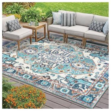 Imagem de SPXMQSS Tapetes externos para jardim, resistentes ao desgaste, antiderrapantes, grandes, para uso externo, fácil de limpar para varanda, deck, varanda, jardim, piquenique D 80 x 160 cm