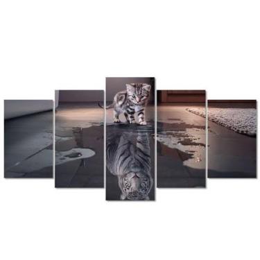 Imagem de quadros decorativo 5 peças mod Gato/tigre - autopc 3mm