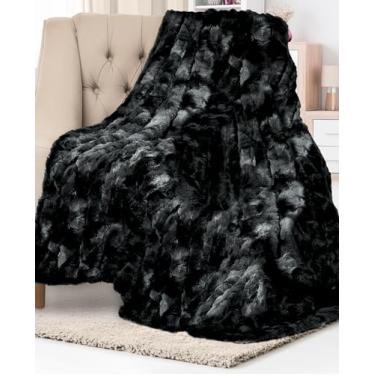 Imagem de Everlasting Comfort Luxury Plush Blanket - Cozy, Soft, Fuzzy Faux Fur Throw Blanket for Couch - Ideal Comfy Minky Blanket for Adults for Cold Nights (Black)