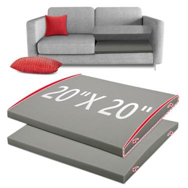 Imagem de HAVARGO Suporte de almofada de sofá para assento flácido, 50 x 50 x 5 cm, suportes de sofá para almofadas caídas, suporte de almofada de sofá de espuma de alta densidade, cinza claro, conjunto de 2