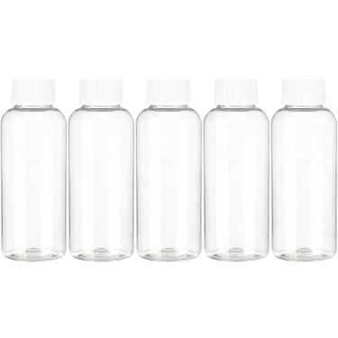 Imagem de DNSEN Frascos vazios de enxaguante bucal tamanho viagem, 100 ml, tampa de rosca branca, recipientes de higiene pessoal transparentes, pacote com 5