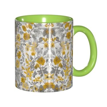 Imagem de Zeraoke Caneca de café criativa com estampa de flores amarelas, personalizadas, presente para família, tamanho de 325 ml, unissex