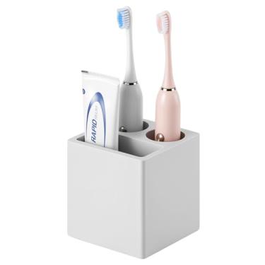 Imagem de Luxspire Suporte de escova de dentes, 3 compartimentos para escova de dentes de secagem rápida para banheiro, escova de dentes elétrica de diatomita e organizador de pasta de dente para banheiro