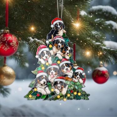 Imagem de Enfeites de Natal para cães de cristal, enfeites de árvore de Natal feitos à mão, decoração de carro e casa - presentes de Natal, decoração de artesanato em acrílico, ideias de troca de presentes para